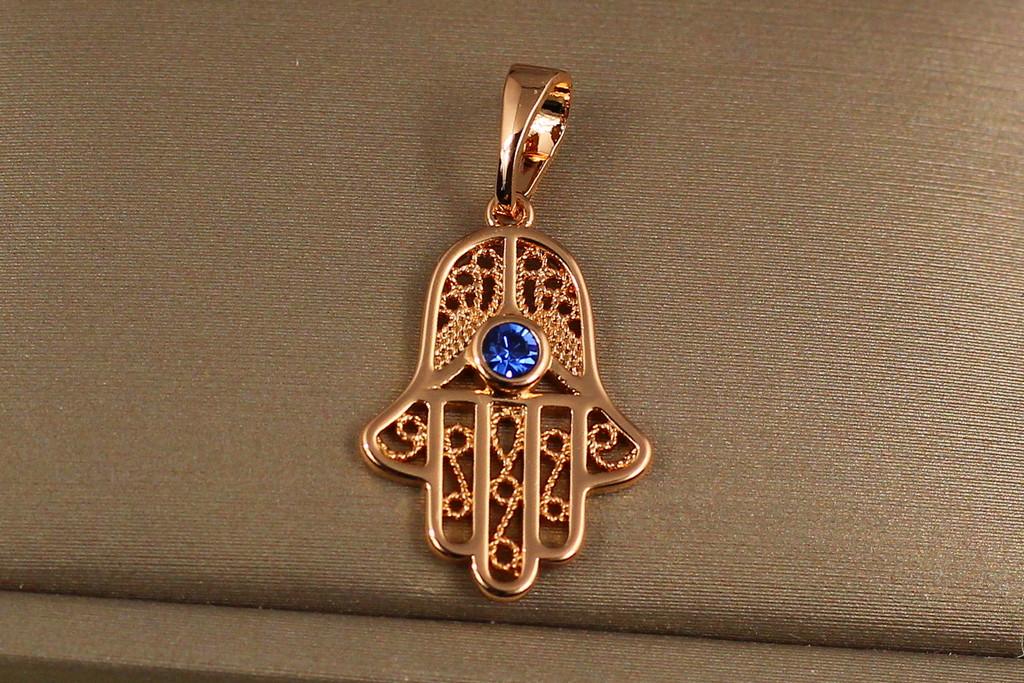 Кулон Xuping Jewelry хамса с синим камнем 2 см Золотистый (2629125009) Кулон Xuping Jewelry хамса с синим камнем 2 см Золотистый (2629125009)