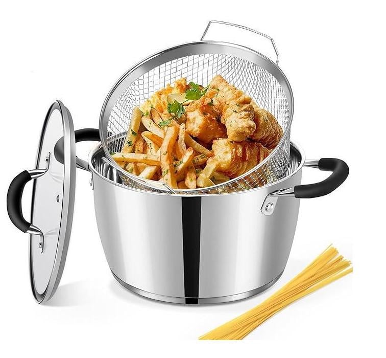 Кастрюля с корзиной для фритюрницы AOSION для индукционных плит 6 л Кастрюля с корзиной для фритюрницы AOSION для индукционных плит 6 л