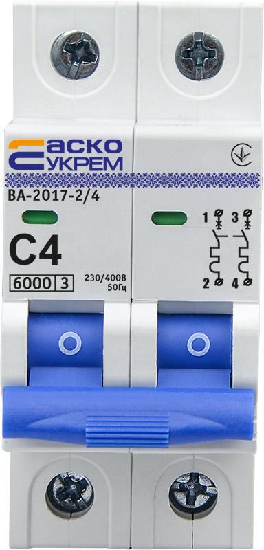 Автоматический выключатель АСКО-Укрем ВА-2017 2P 4А 6кА C (A0010170036) - фото 1 Автоматический выключатель АСКО-Укрем ВА-2017 2P 4А 6кА C (A0010170036) - фото 1