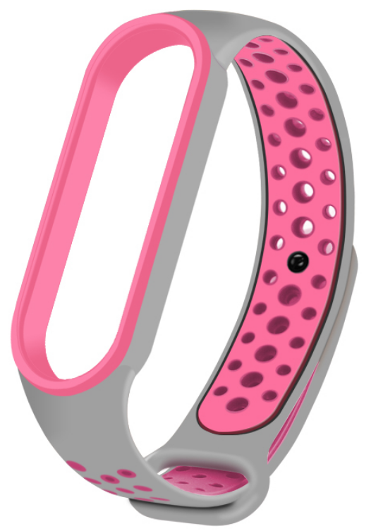 Ремешок для фитнес браслета Xiaomi Mi Band 6/5 Серый/Розовый