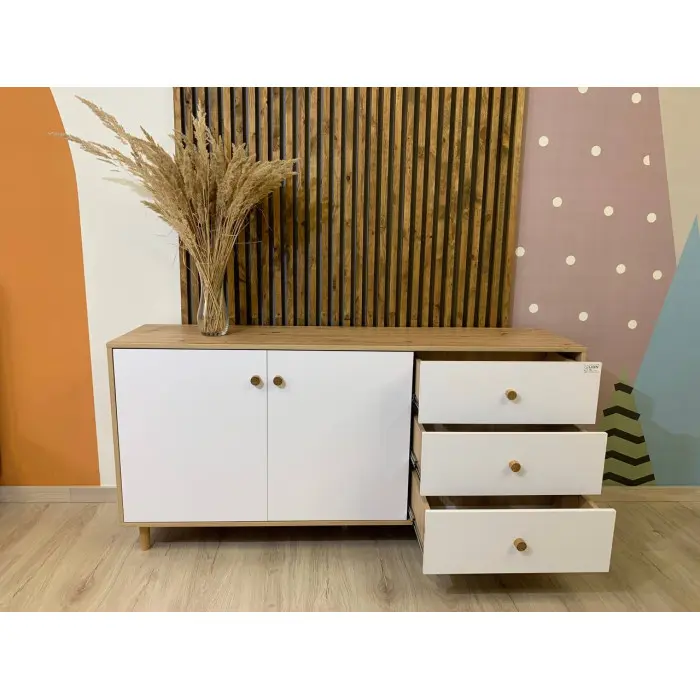 Комод з дверцятами та шухлядами Хьюге-5 1585x390x770 мм Дуб Артізан/Білий - фото 10 Комод з дверцятами та шухлядами Хьюге-5 1585x390x770 мм Дуб Артізан/Білий - фото 10