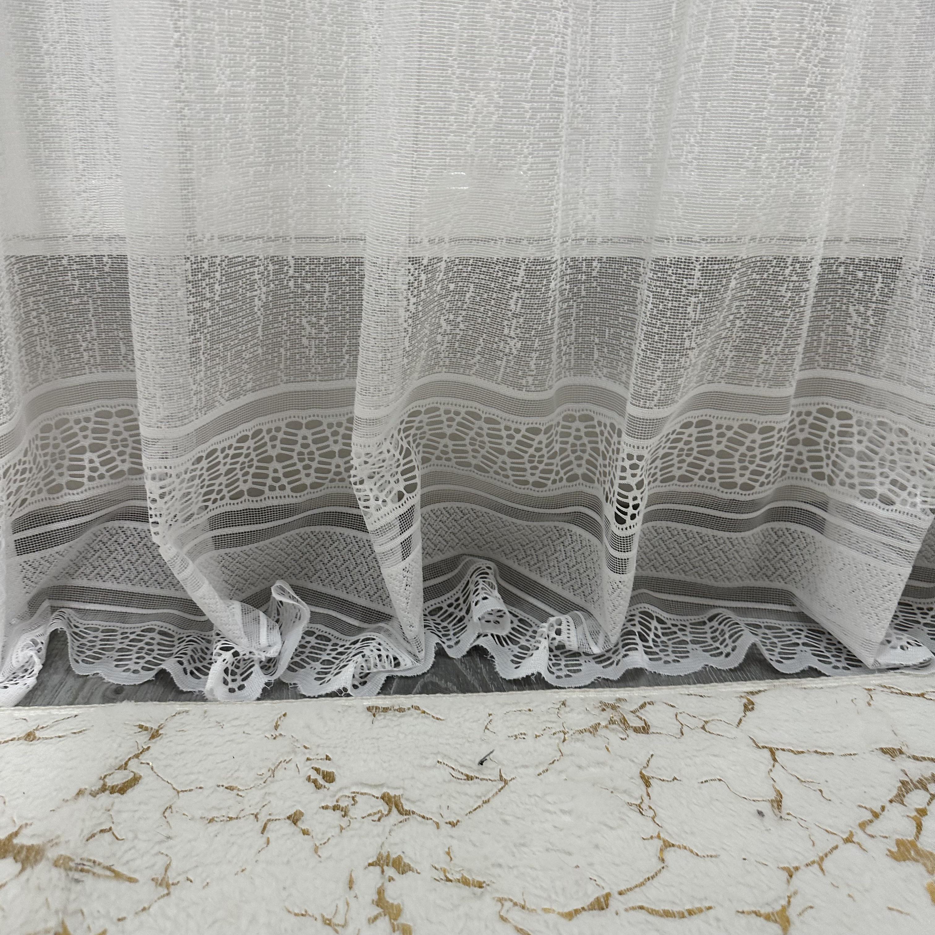 Тюль жаккард готова з візерунком 300х270 см на тасьмі 6 см 2 ряди петель Білий (ТПБ-3) - фото 5