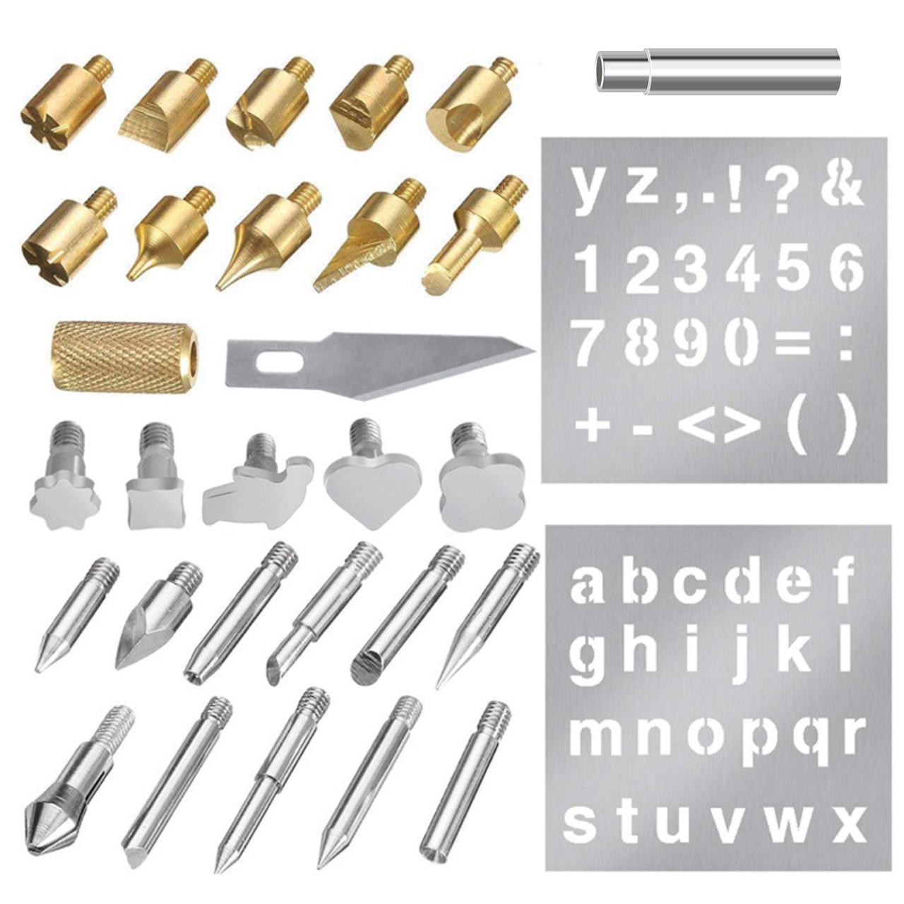 Набір для випалювання випалювач/пенал/26 насадок/перехідник/трафарети/підставка Blue (136945) - фото 6