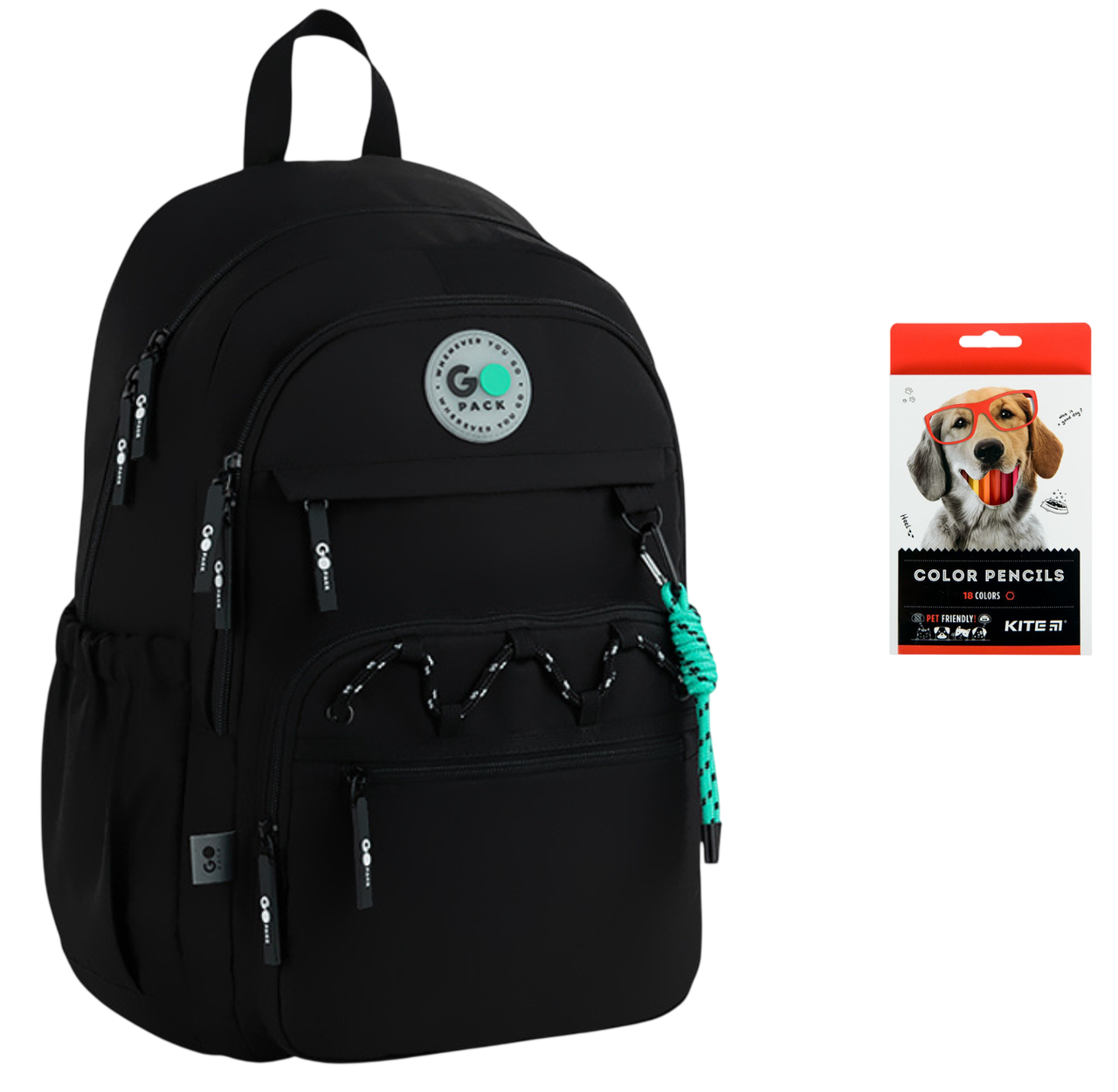 Рюкзак школьный GoPack Teens GO26-121L-4 и карандаши KITE 18 цветов (2905030979)
