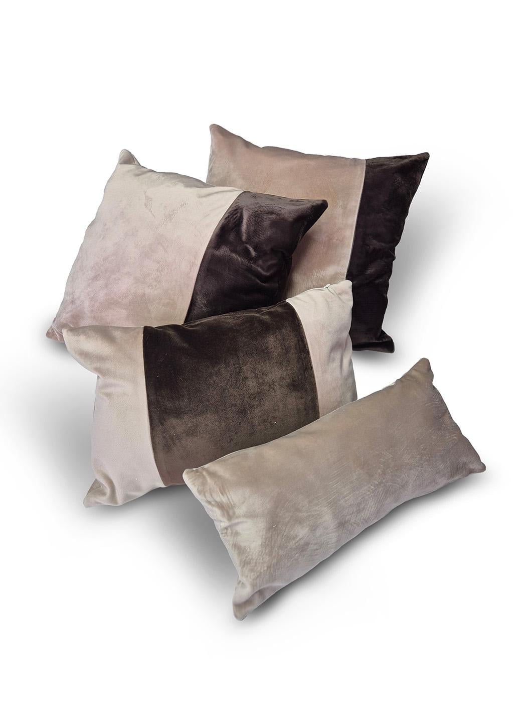 Комплект декоративних подушок Firanka Simple оксамит 40х36 см/40х40 см/38х24 см/34х15 см 4 од. Шоколадний/Мокко (п_0844)