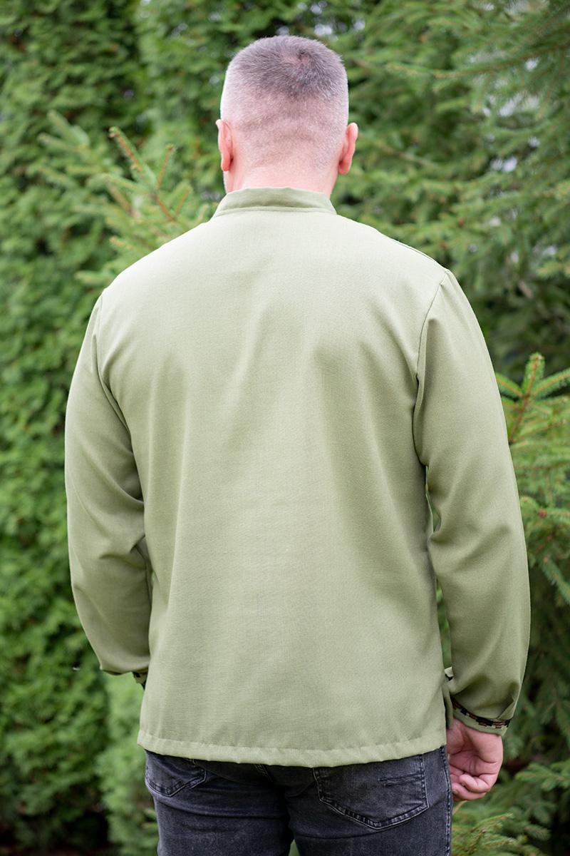 Вышиванка мужская из льна патриотическая с длинным рукавом 2XL Хаки (2001293244) - фото 3 Вышиванка мужская из льна патриотическая с длинным рукавом 2XL Хаки (2001293244) - фото 3