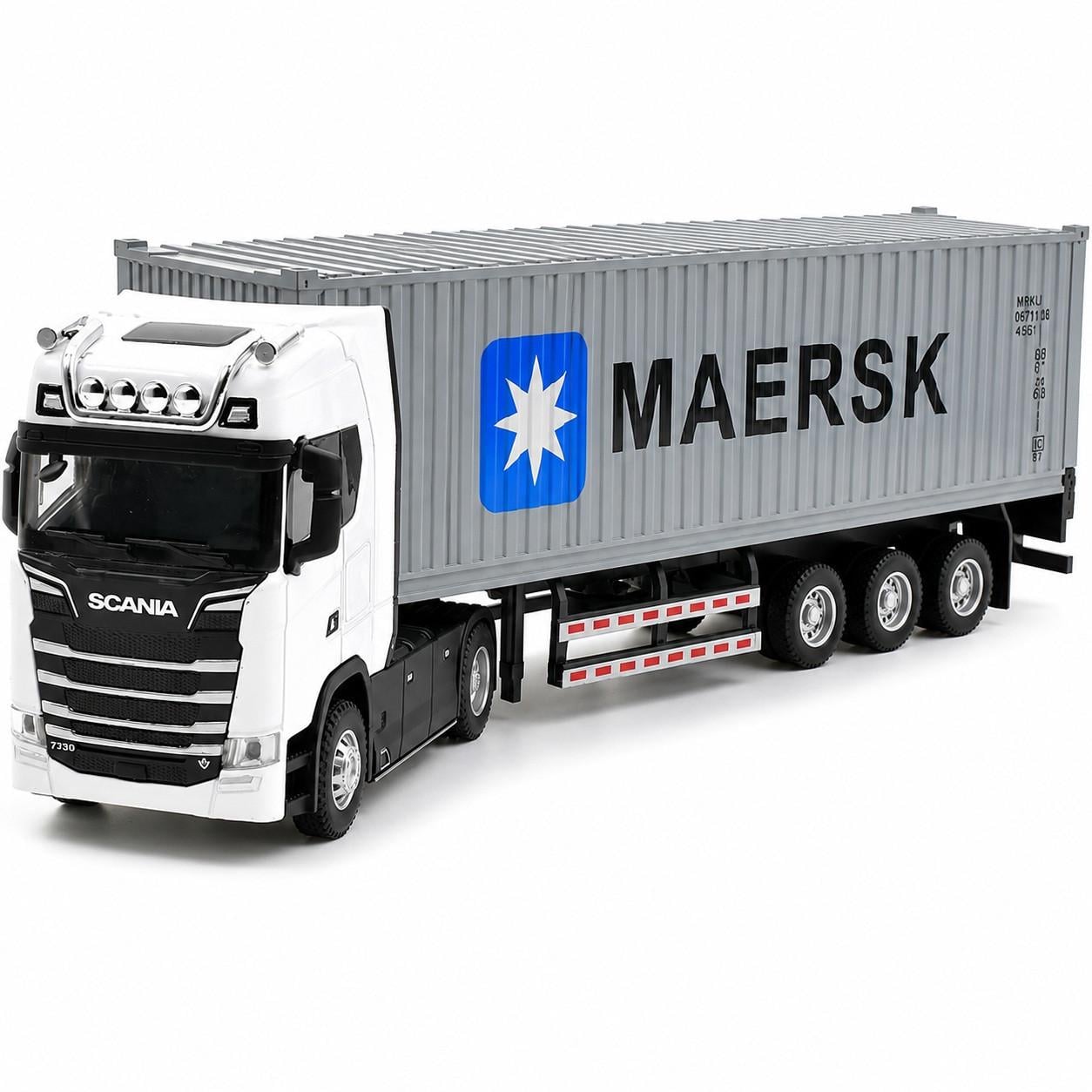 Игрушечная модель металлическая Scania S730 Фура с контейнером 1:50 с прицепом/свет фар/звук двигателя/инерционная (37299108)