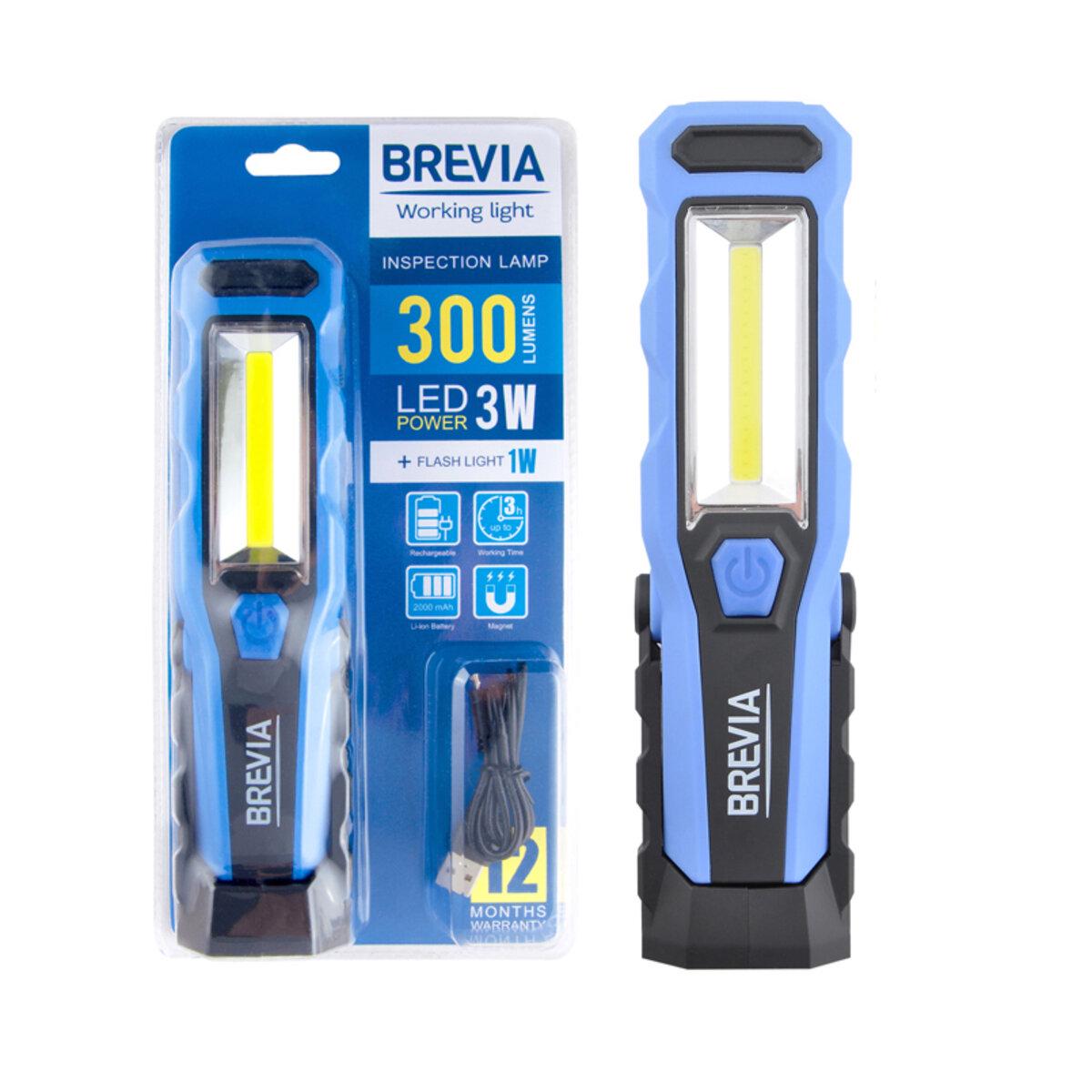 Ліхтар інспекційний Brevia світлодіодний 8SMD+1W LED 300lm 2000 mAh Micro-USB (18298318)