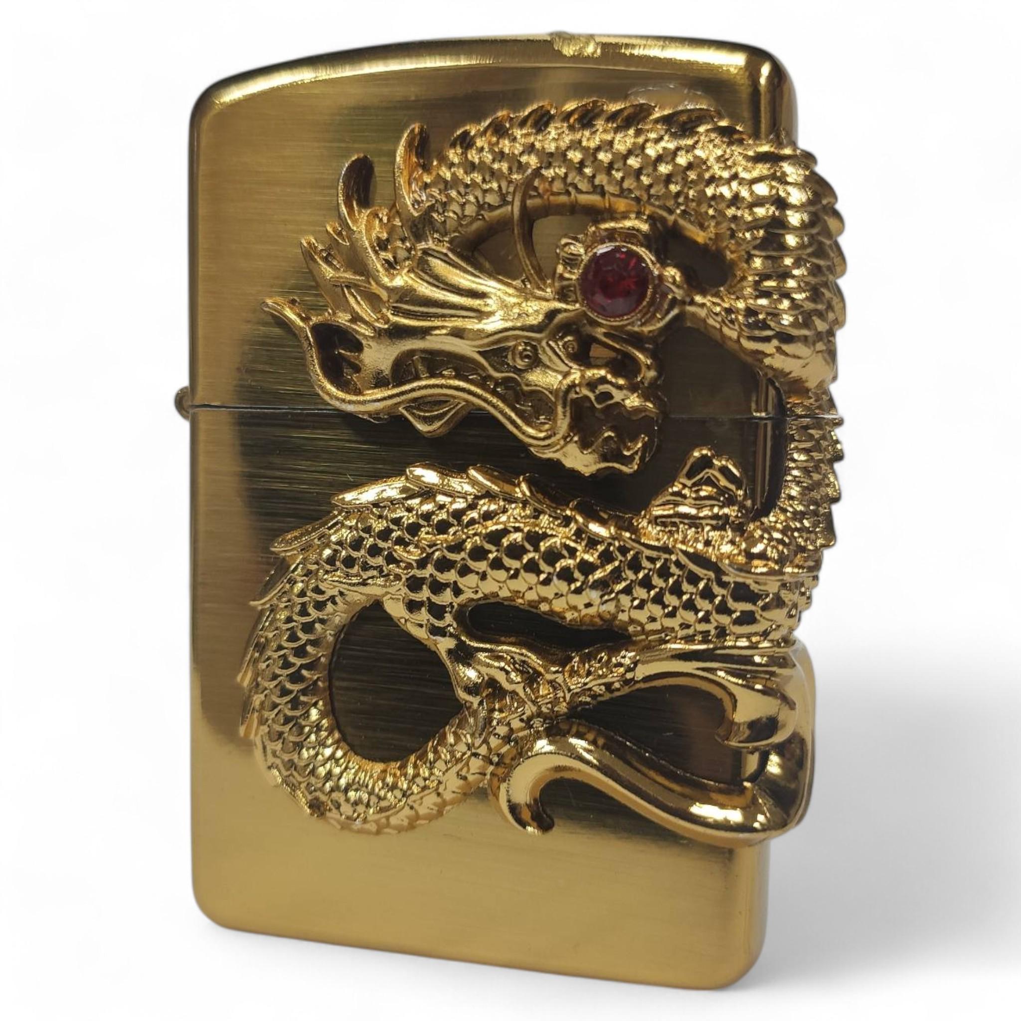 Зажигалка бензиновая Star Lighters Dragon в подарочной упаковке Gold (23333235)