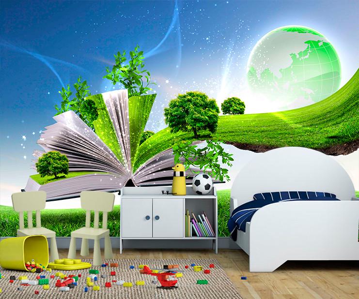 Фотообои 3D для детской комнаты Книга о природе