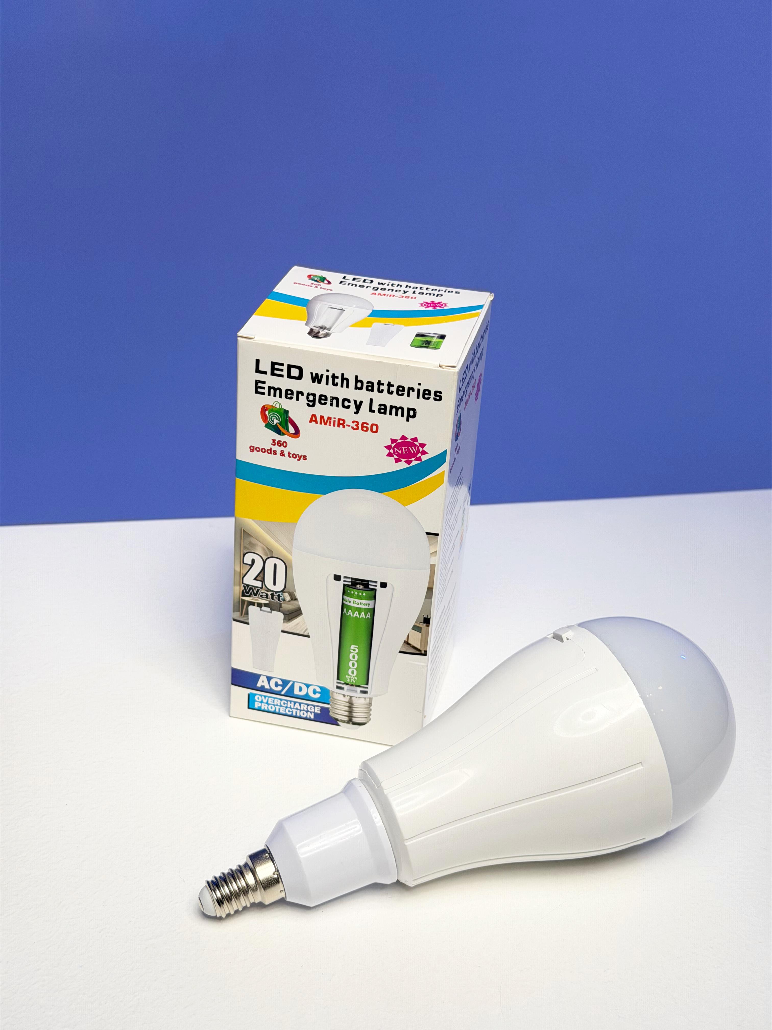 Світлодіодна лампа AMIR-360 20 Вт з акумуляторами E27/E14 (JM-548) - фото 2 Світлодіодна лампа AMIR-360 20 Вт з акумуляторами E27/E14 (JM-548) - фото 2