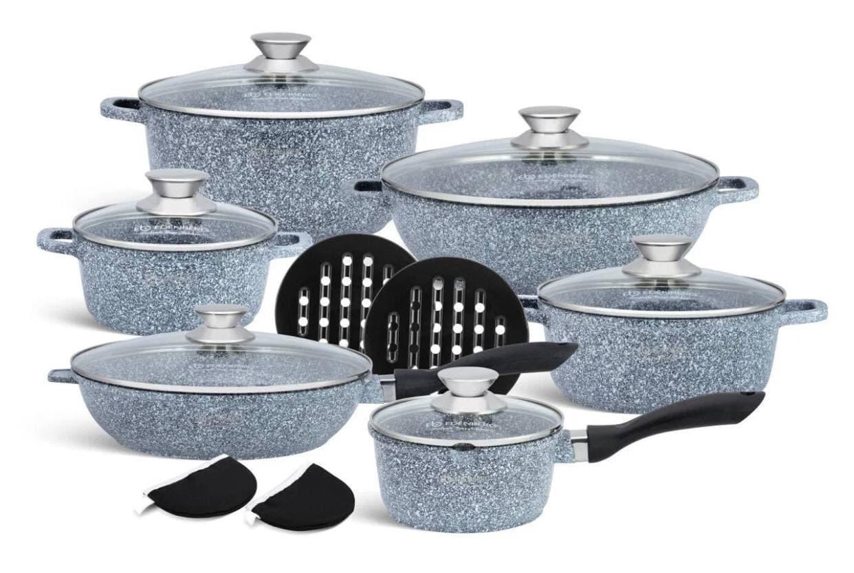 Набір посуду Edenberg з гранітним антипригарним покриттям 14 пр. Сірий (EB-8145) - фото 2 Набір посуду Edenberg з гранітним антипригарним покриттям 14 пр. Сірий (EB-8145) - фото 2