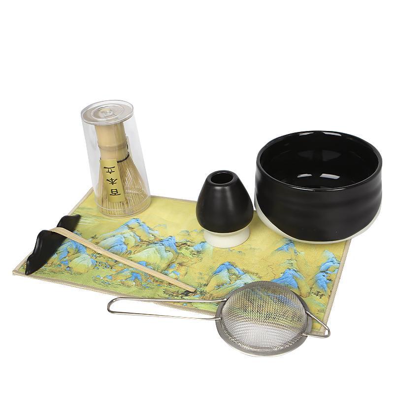 Набор Mavanto 5456 для приготовления чая матча 7 предметов Black/White