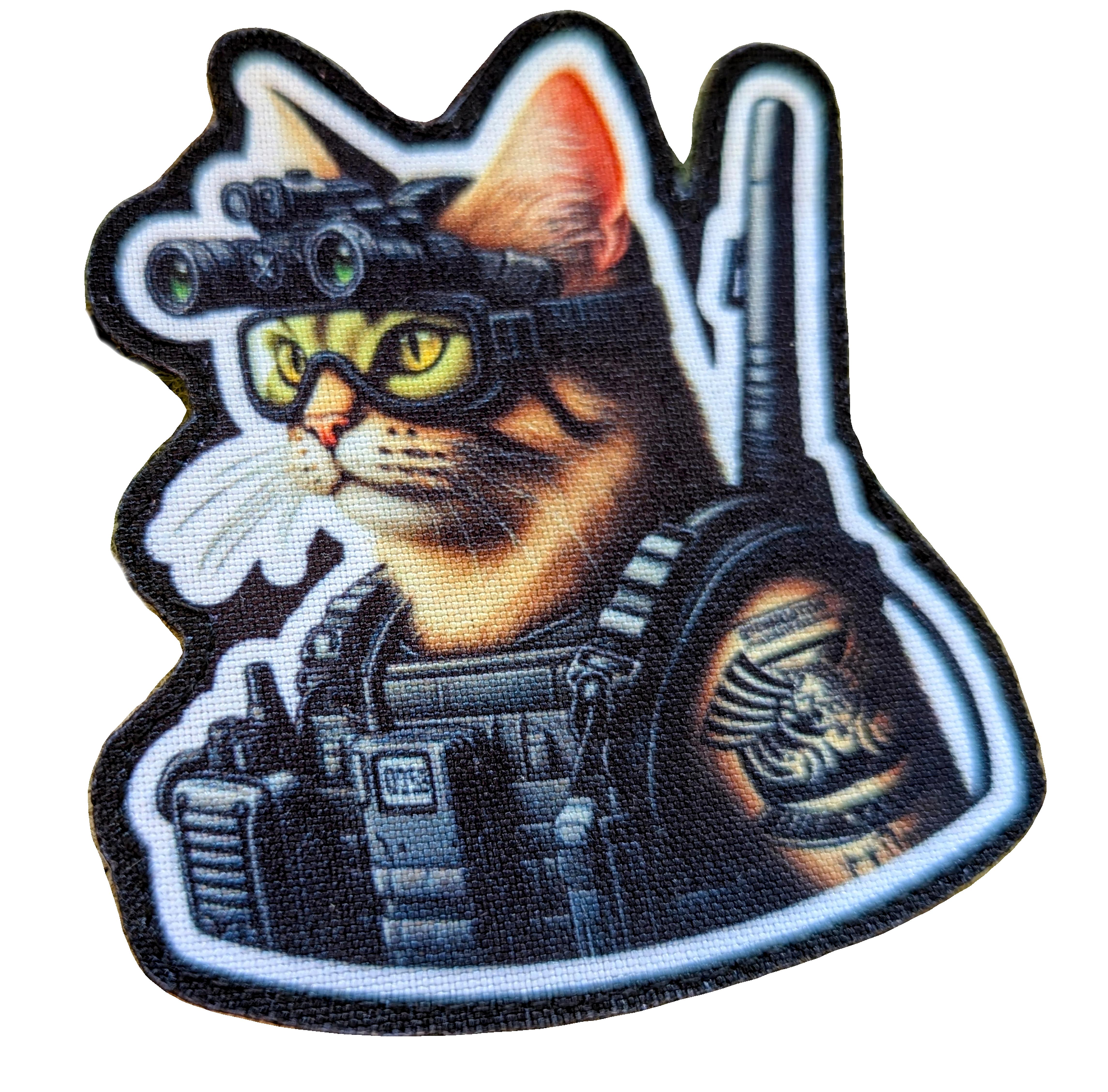 Шеврон-патч Бойовий Кіт з ПНБ фігурний на липучках (CATT2)