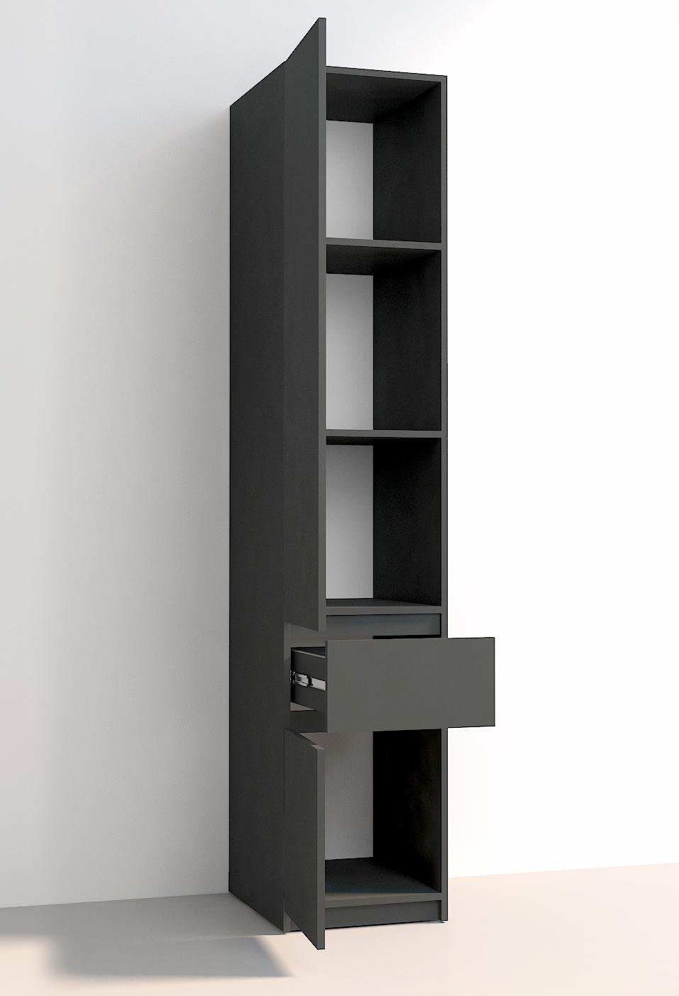 Шафа пенал Мастер Форм Брайт телескопічні напрямні 400х520х2000 мм Антрацитовий - фото 2