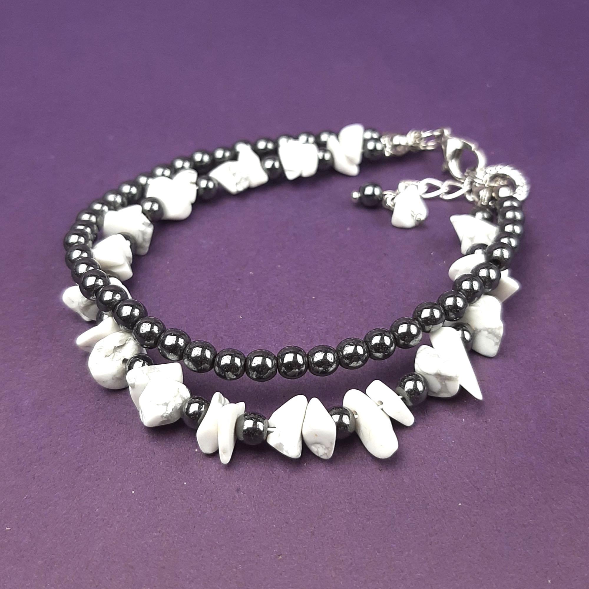 Браслет DARSANA Кай и Герда из натурального камня кахолонг/гематит (DRSU062)