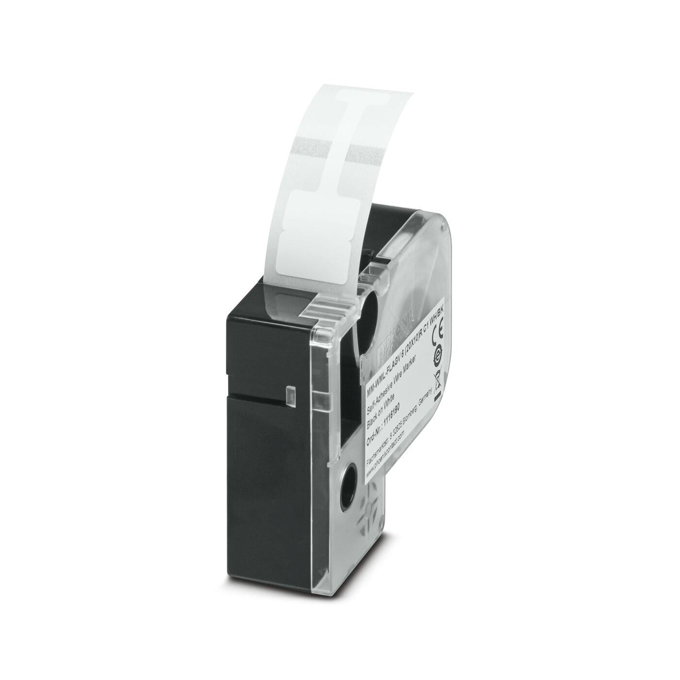Картридж з прапорцями для маркування кабелю Phoenix Contact MM-WML-FLAGV6 20X10/R C1 WH/BK Білий(1116190)