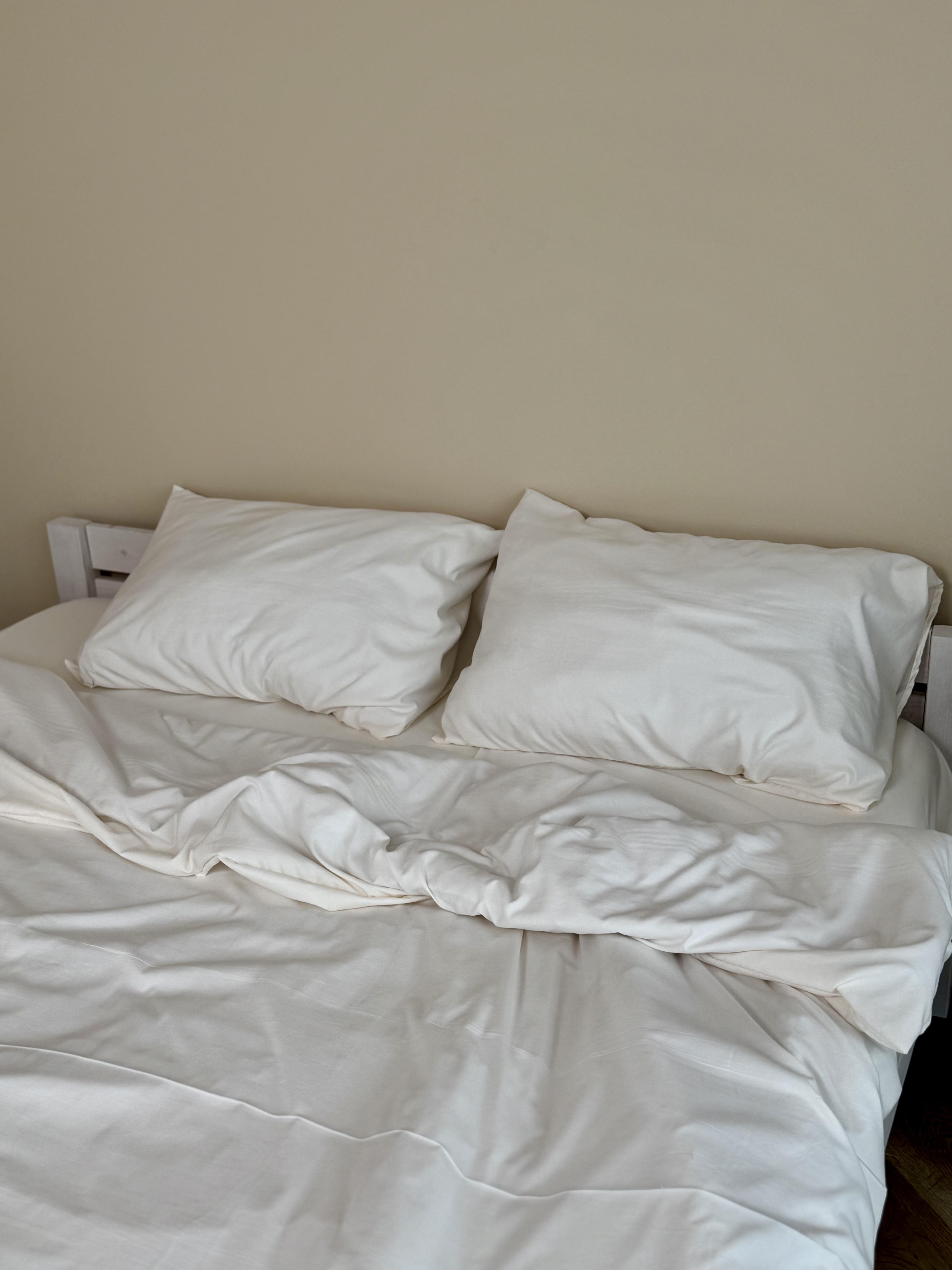 Комплект постільної білизни Тінь сатин двоспальний/наволочки 50х70/70х70 см Молочний (6841) - фото 5