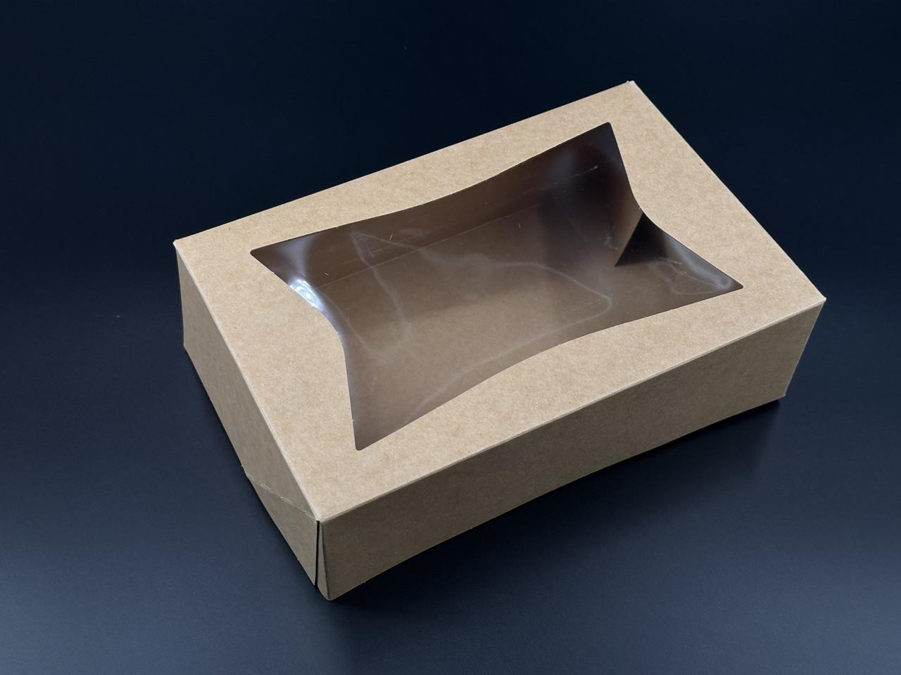 Коробка подарочная сборная с прозрачным окном картонная 22,5х14,5х7 см Крафт (OA-65) - фото 3 Коробка подарочная сборная с прозрачным окном картонная 22,5х14,5х7 см Крафт (OA-65) - фото 3