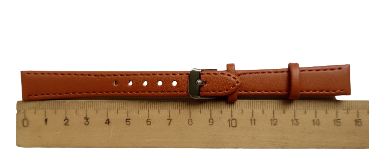 Ремешок для часов кожаный гладкий 14 мм L-150 мм Гветло-коричневый (3733) - фото 3