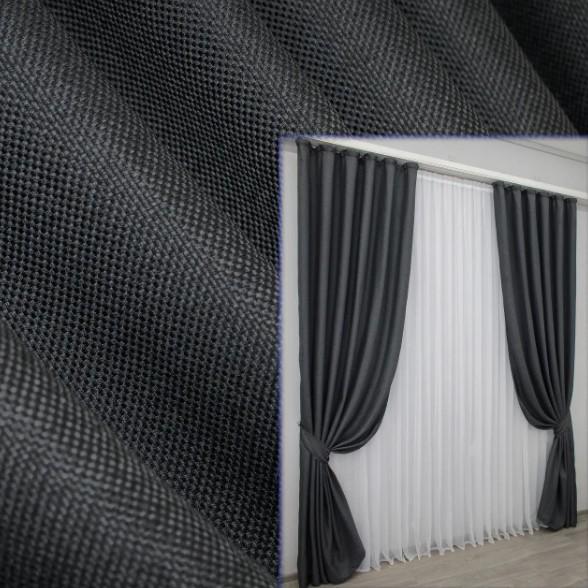 Тканина для штор блекаут льон/мішковина Графітовий (1161ш) - фото 5 Тканина для штор блекаут льон/мішковина Графітовий (1161ш) - фото 5