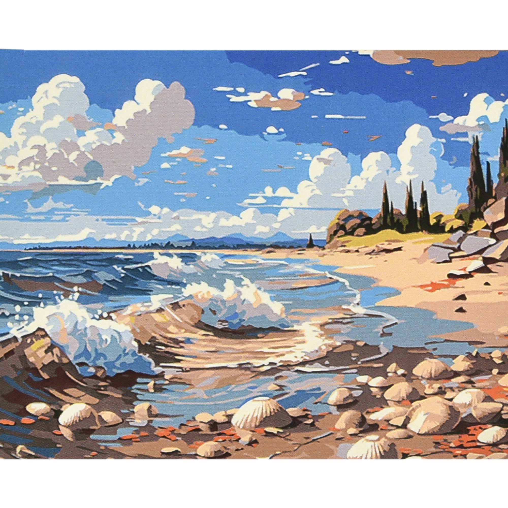 Картина по номерам Strateg Премиум Морской пейзаж с лаком и уровнем 40x50 см (Str-VA-4609)