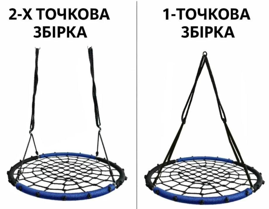 Гойдалка-гніздо дитяча Spoko SP-2C кругла підвісна для вулиці 100 см Чорно-синій (6031) - фото 7 Гойдалка-гніздо дитяча Spoko SP-2C кругла підвісна для вулиці 100 см Чорно-синій (6031) - фото 7