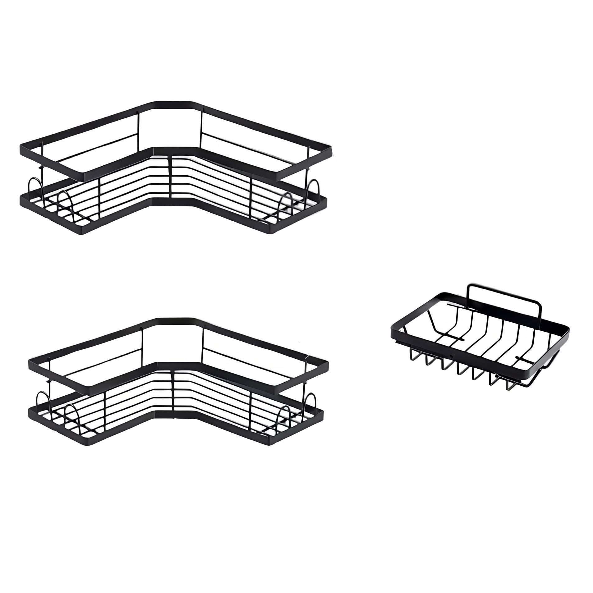 Набір кутових полиць для ванної кімнати/кухні без свердління Чорний - фото 1