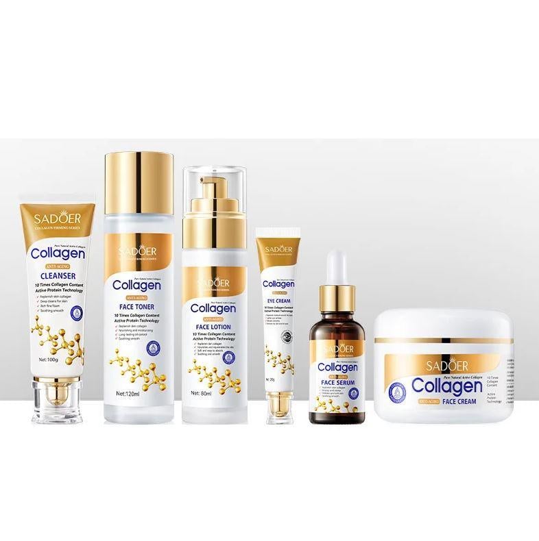 Подарунковий набір антивікової косметики для обличчя Sadoer Collagen 6в1 з колагеном