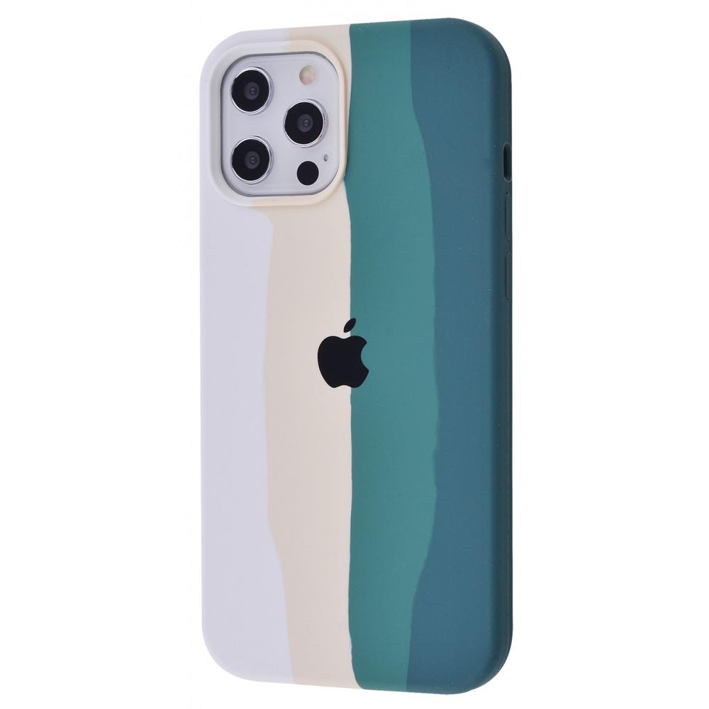 Чехол с мягкой подкладкой PRC Rainbow Silicone Case iPhone 12 Pro Max white/green Белый Зеленый