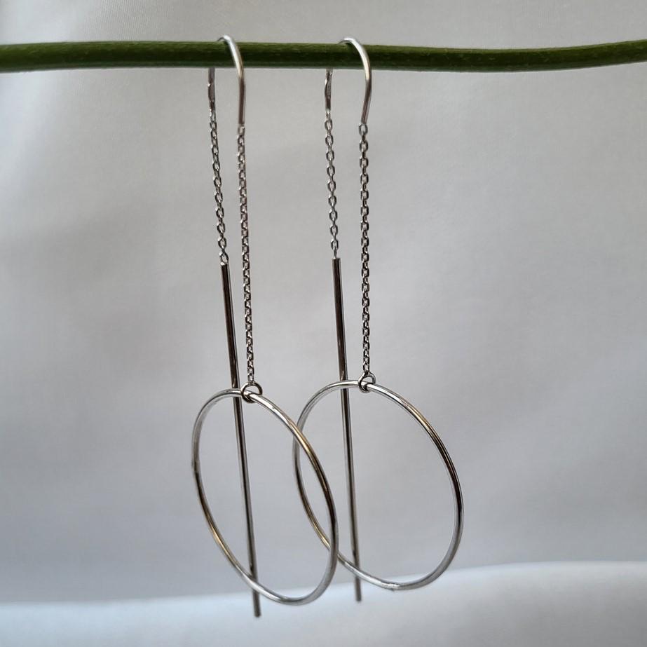 Серьги из серебра Круг без Камней 925 проба покрыто родием 4,00 г (517р)