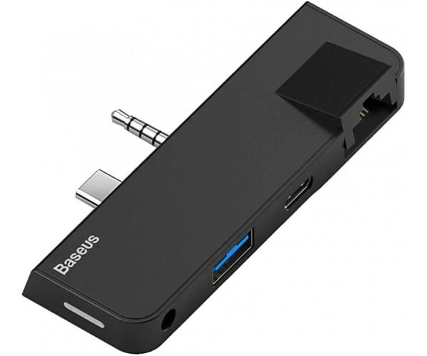 USB-хаб Baseus CAHUB-FG01 USB Type-C C-Audio to RJ45+USB 3.0/Type-C Audio Black (ts000072111000021359) - фото 7