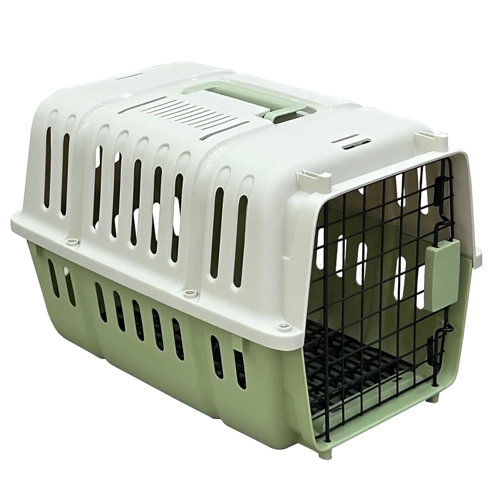 Переноска для тварин JCB з металевими дверима 46х31х31 см Зелений/Білий