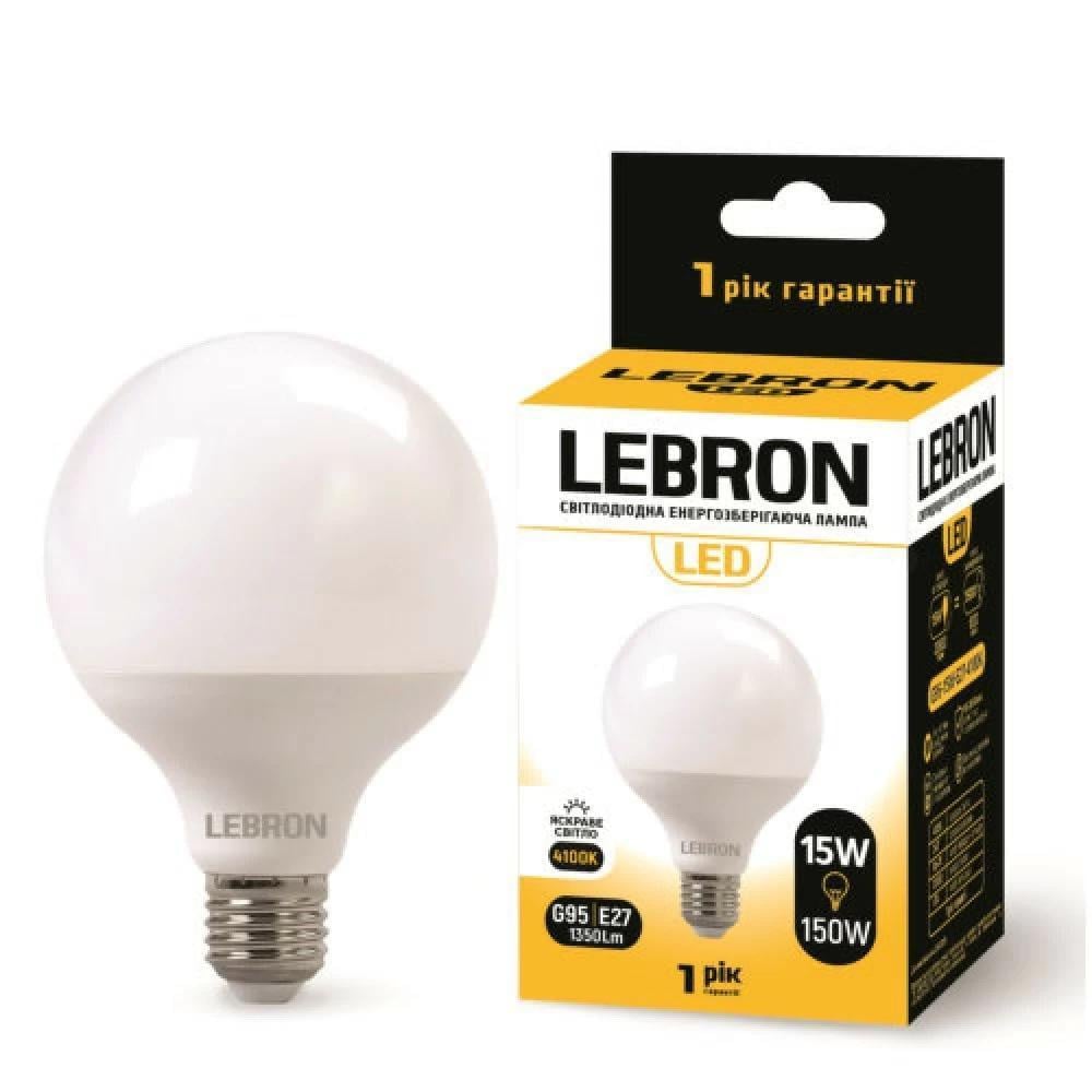 LED-лампа Lebron L-G95 15W 220V Е27 4100K 1350 Lm (28689252) LED-лампа Lebron L-G95 15W 220V Е27 4100K 1350 Lm (28689252)
