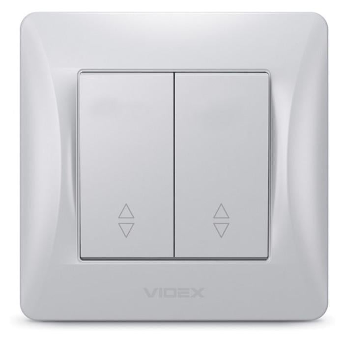 Выключатель двухклавишный проходной Videx BINERA Серебряный шелк (27548693)