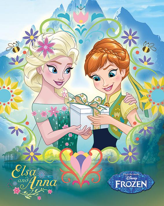 Постер плакат Холодное Сердце Кадр Анны и Эльзы/Frozen Fever Anna & Elsa Frame 40x50 см