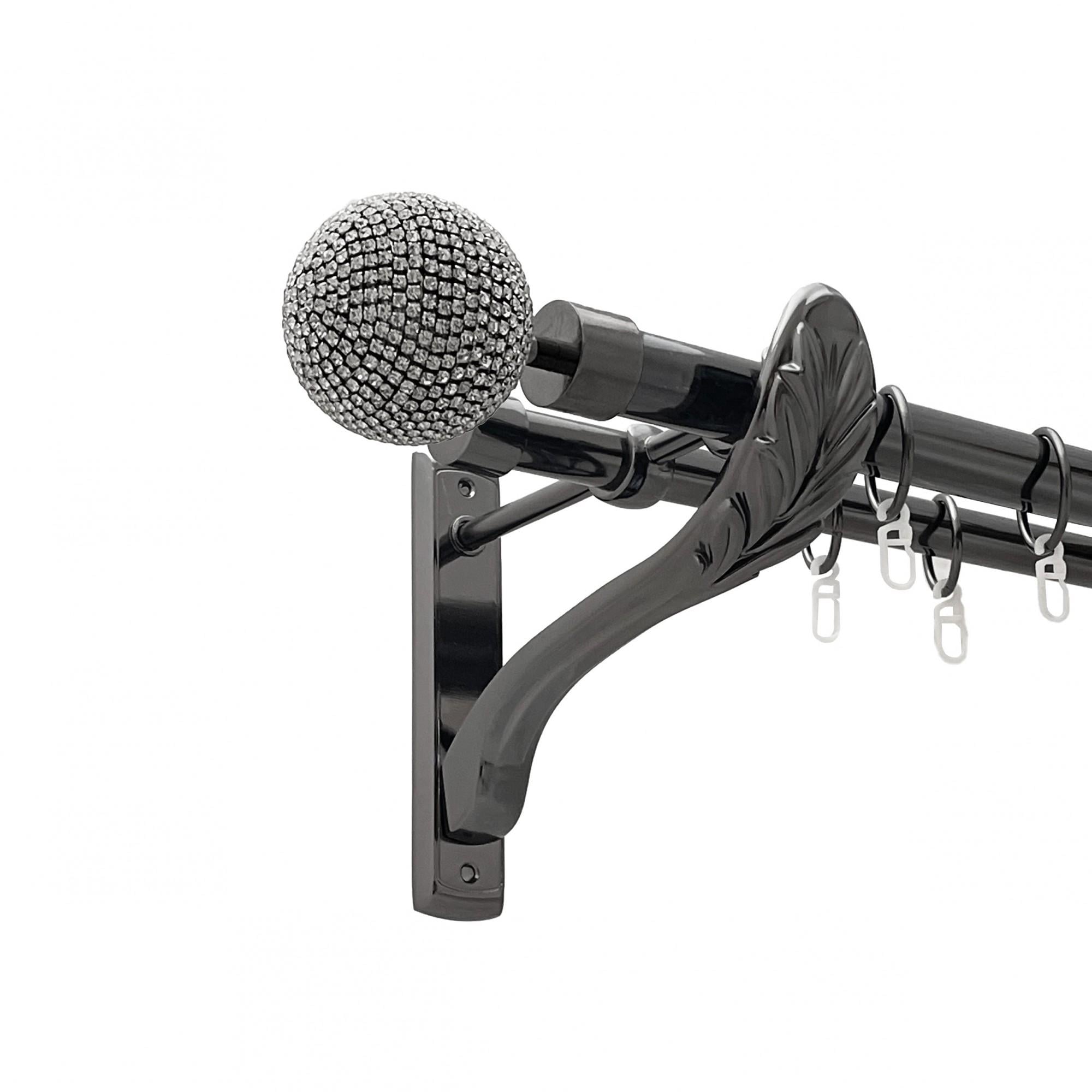 Карниз металлический Orvit Эмпресса двухрядная ретро/гладкая труба/кольцо металлическое Оникс 25/19 мм 200 см (00-00021488)