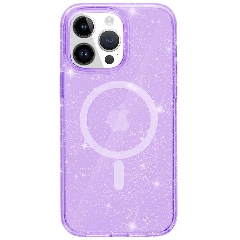 Протиударний Чохол Epik для Apple iPhone 15 Pro (6.1") Galaxy Sparkle (MagFit) TPU Purple+Glitter - фото 4