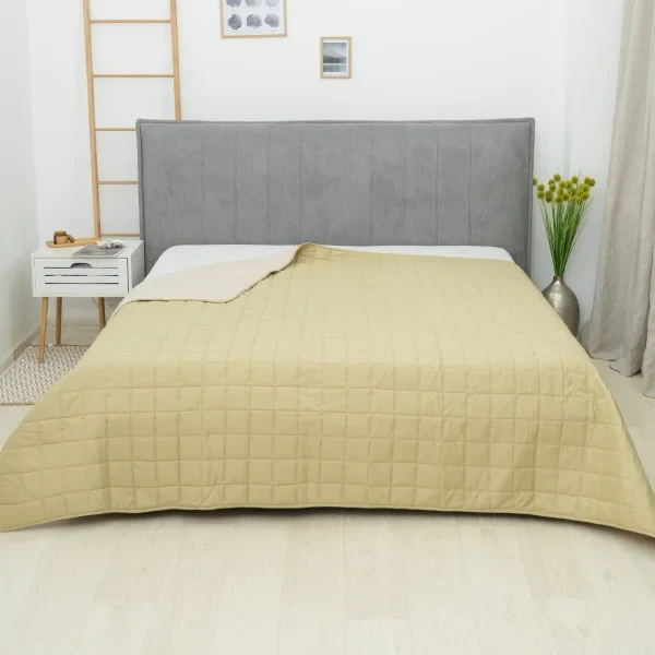 Покривало Viluta Дует двостороннє 210х240 см Бежево-фісташковий (28091969) - фото 1 Покривало Viluta Дует двостороннє 210х240 см Бежево-фісташковий (28091969) - фото 1