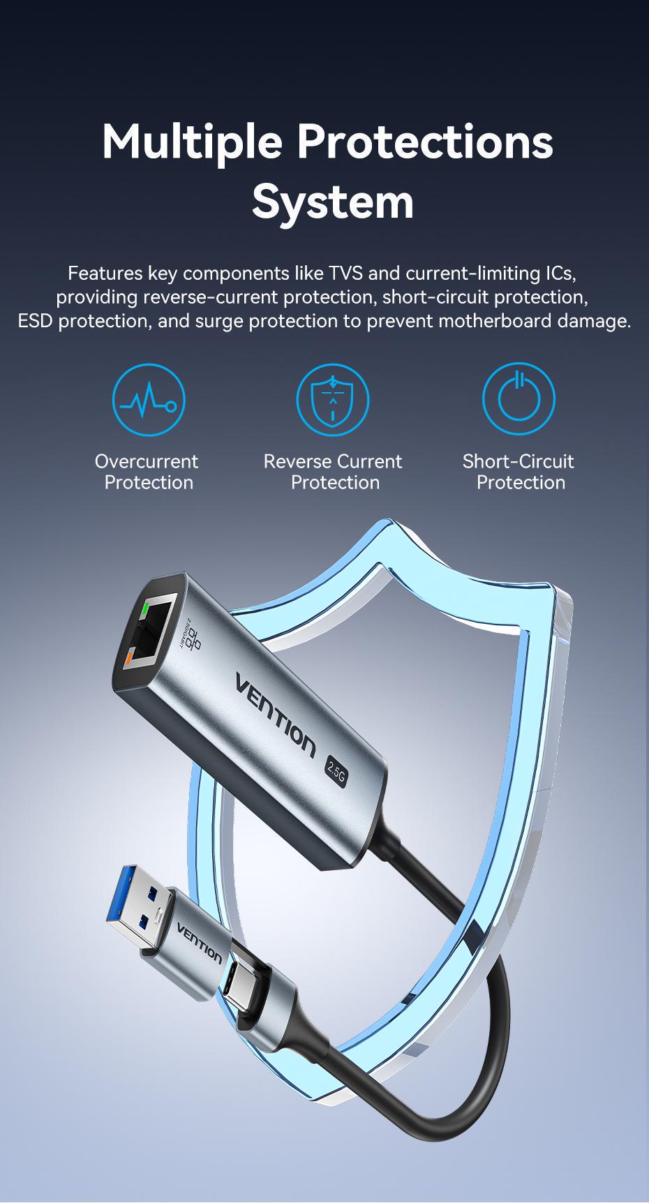 Адаптер сетевой Vention 2.5 гбит/с 0.15 м Серый (CFUHB) - фото 9