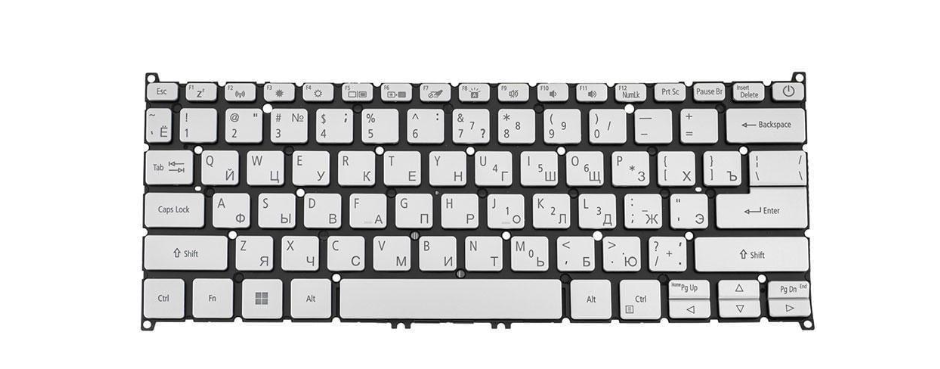 Клавиатура для ноутбука Acer AS: SF314-42/SF314-57 rus без кадра подсветки клавиш Silver (163786)