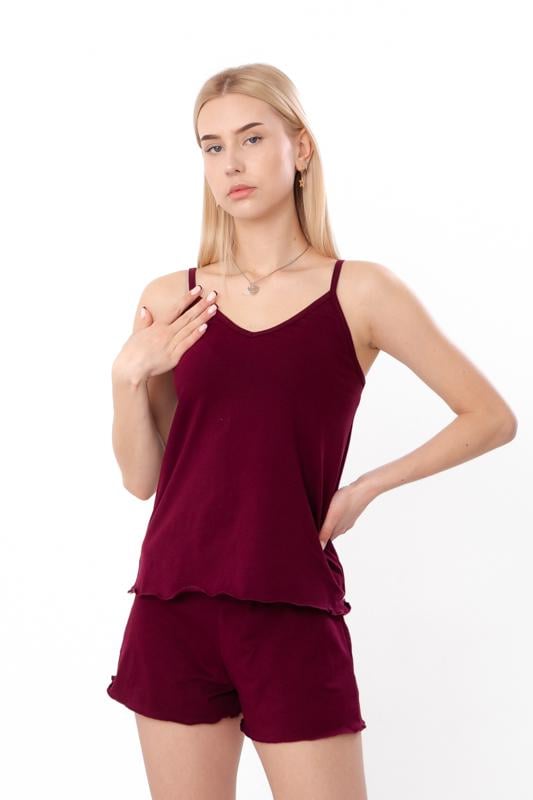 Піжама-комплект жіноча Носи Своє топ та шорти р. 52 Бордовий (8336-036)