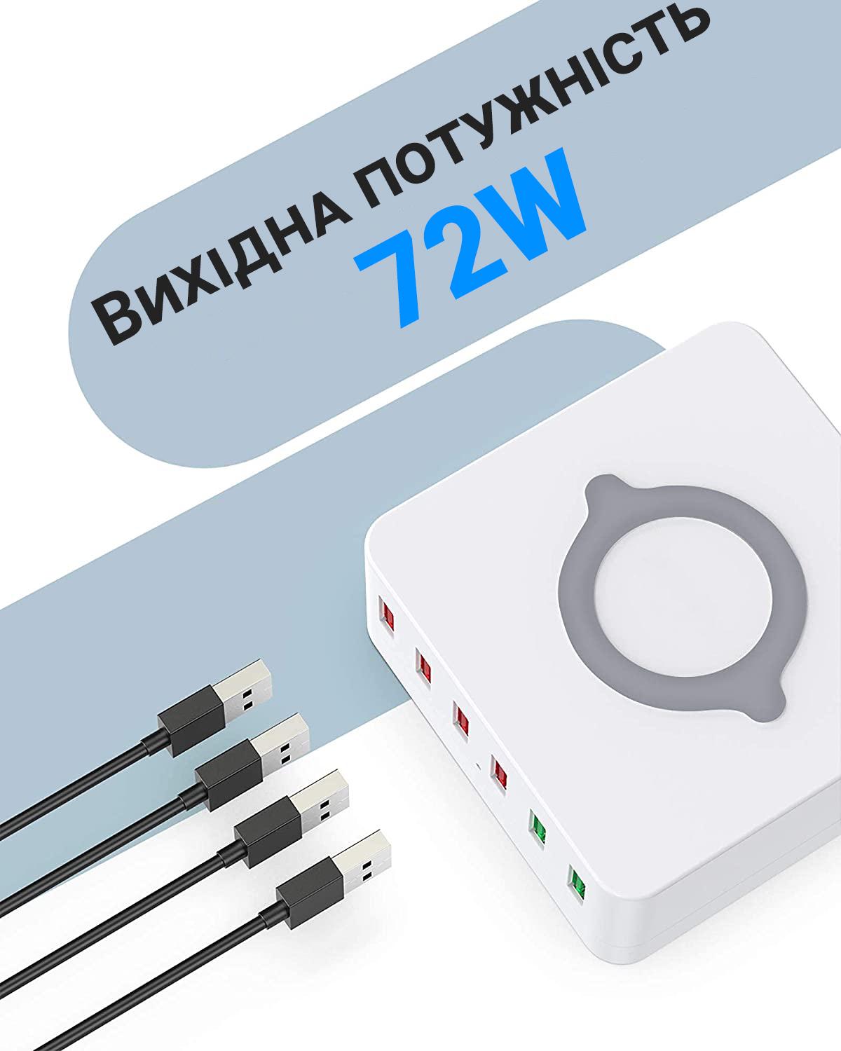 Мультизарядна док-станція Addap MCS-E6 на 6 USB портів з бездротовою зарядкою 75 W - фото 8