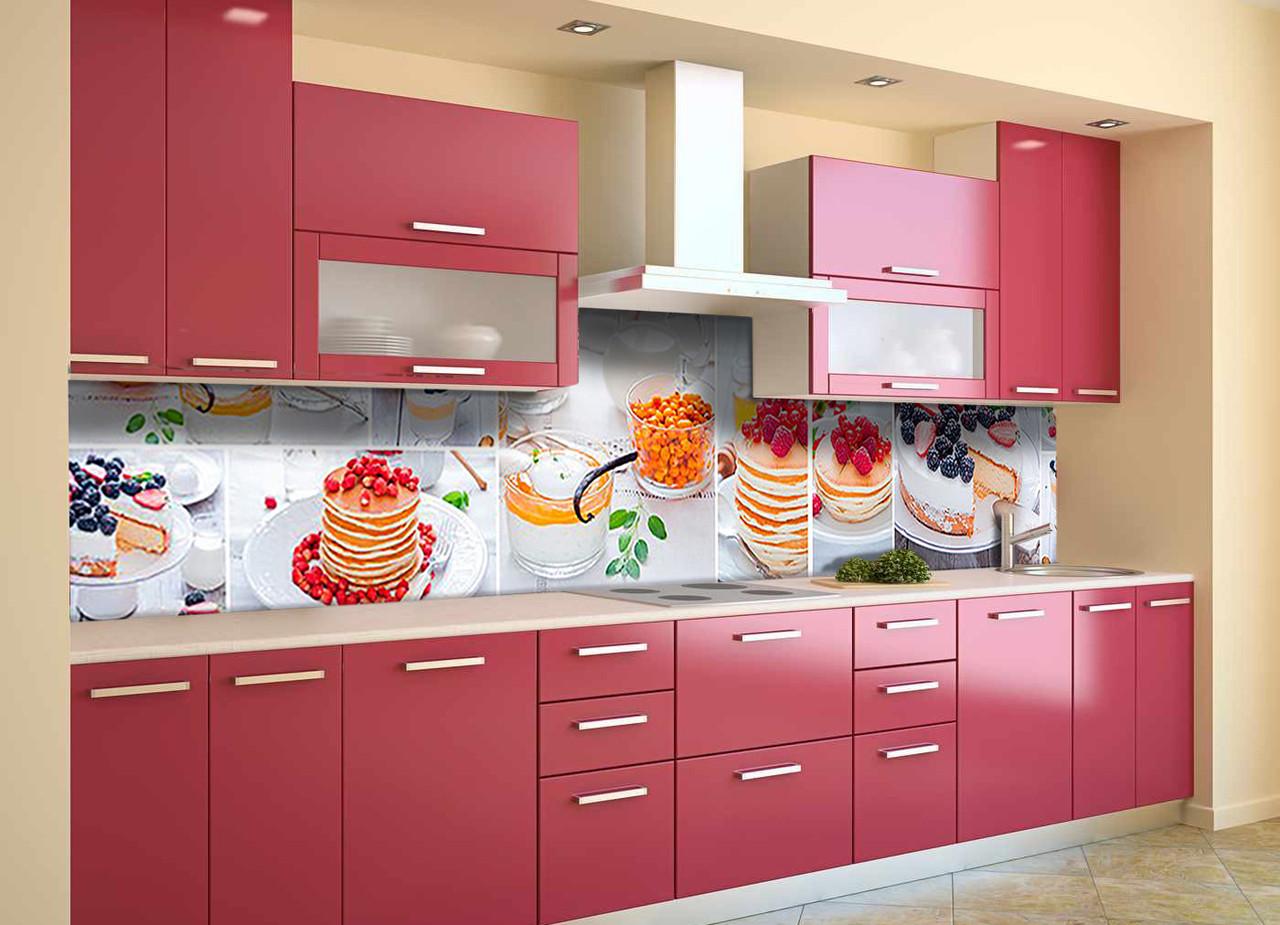 Кухонный фартук Тортик из самоклеющейся виниловой пленки 60х300 см Бежевый