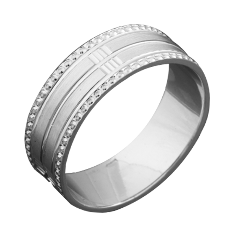 Обручка срібна з тонкими паралельними смугами р. 18