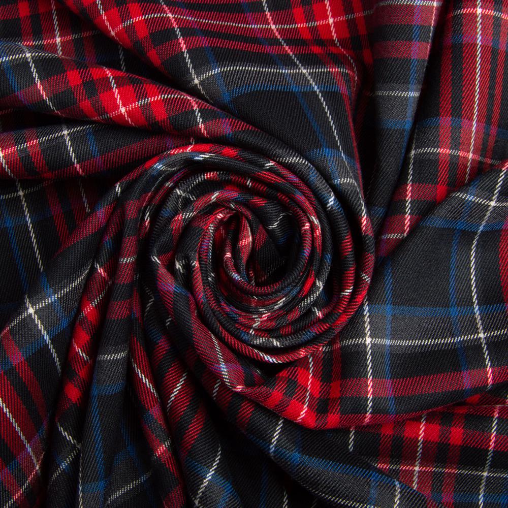 Ткань костюмная Клеточка Шотландка 265 г/м² 148 см Темно-синий/Красный (26220)