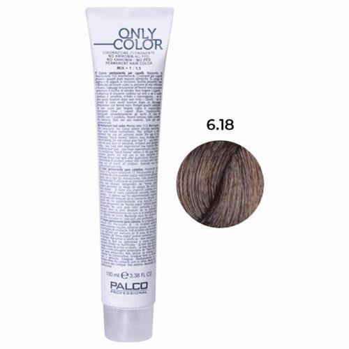 Крем-краска для волос профессиональная безаммиачная PALCO Only Color 100 мл 6.18 коричневый (2523300688)