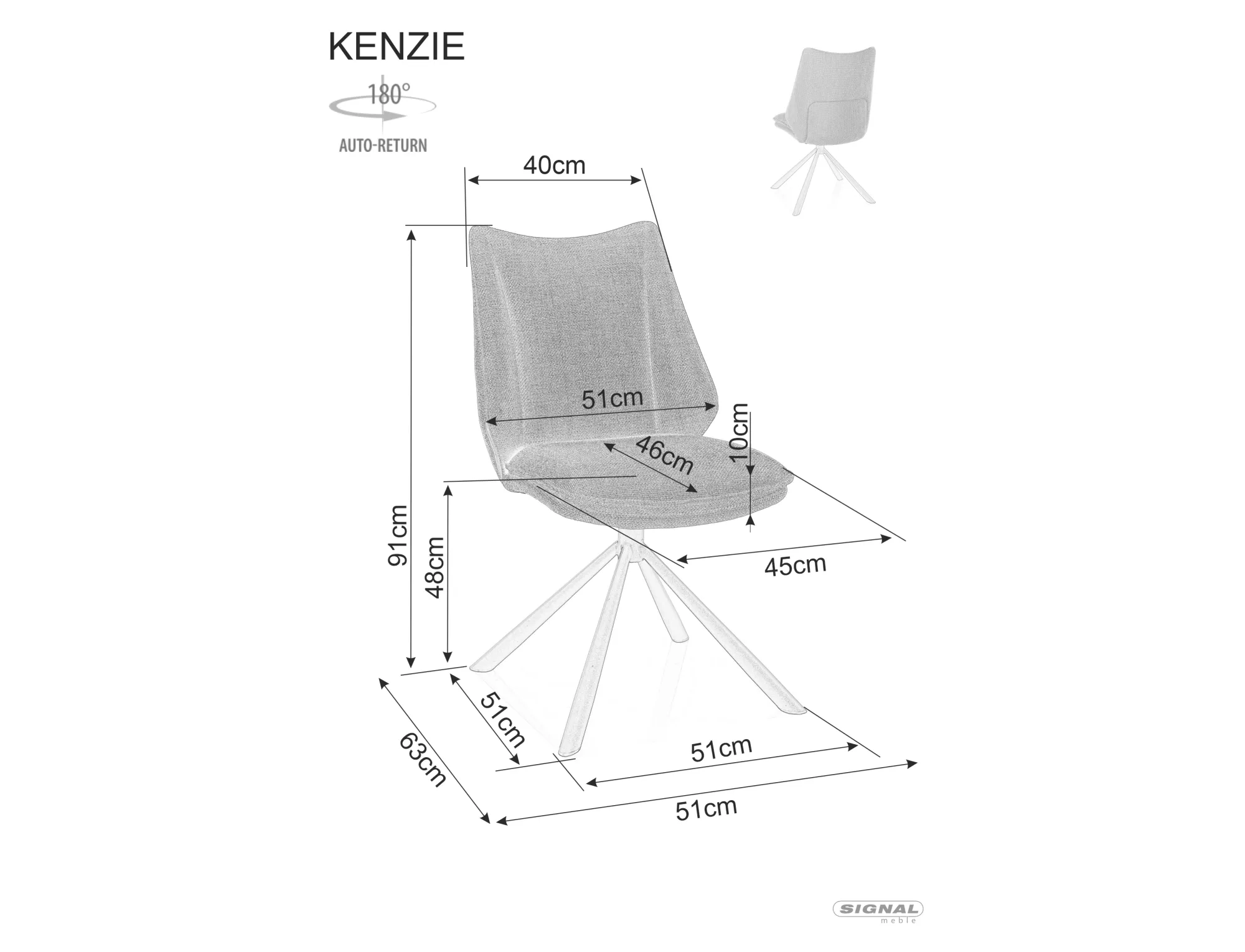 Стілець кухонний Signal KENZIE BJORN Чорний/Світло-бежевий (15348277) - фото 4