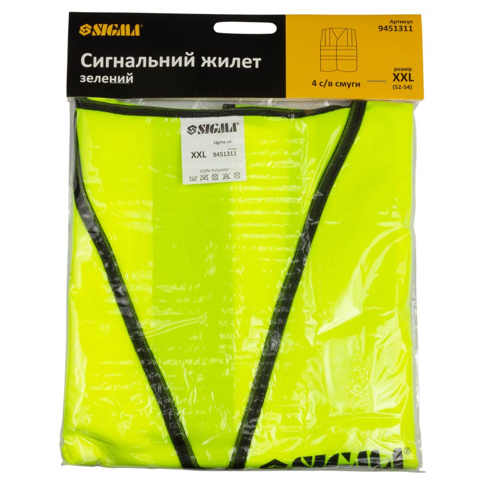 Жилет сигнальный XXL со светоотражающими полосами Зеленый (9451311) - фото 3 Жилет сигнальный XXL со светоотражающими полосами Зеленый (9451311) - фото 3