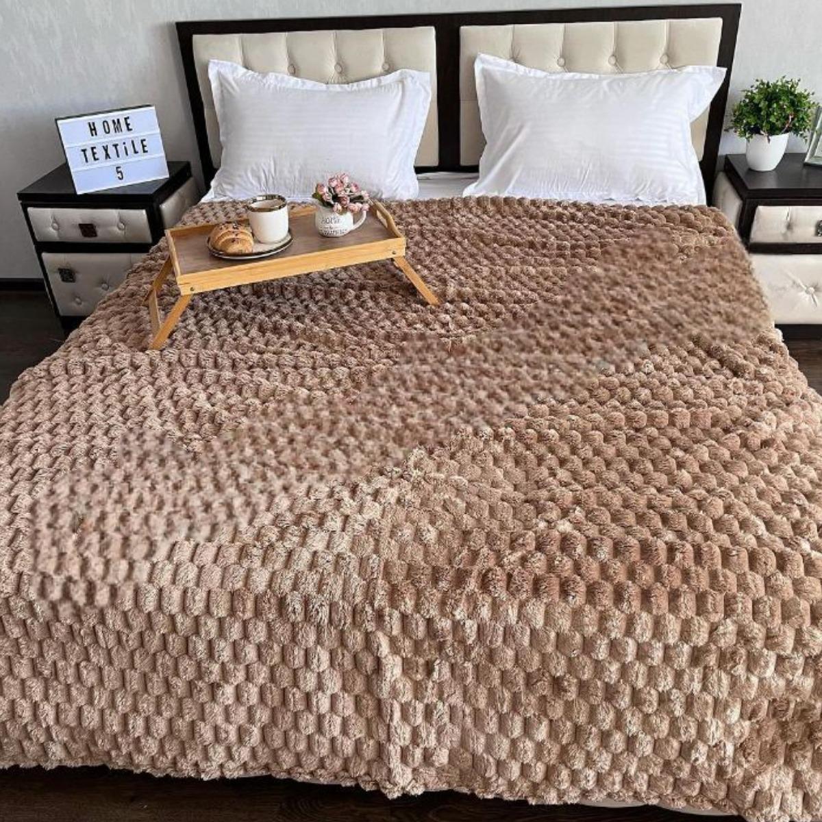 Плед Koloco великий 3D Візерунок 220х240 см Світло-коричневий - фото 2 Плед Koloco великий 3D Візерунок 220х240 см Світло-коричневий - фото 2